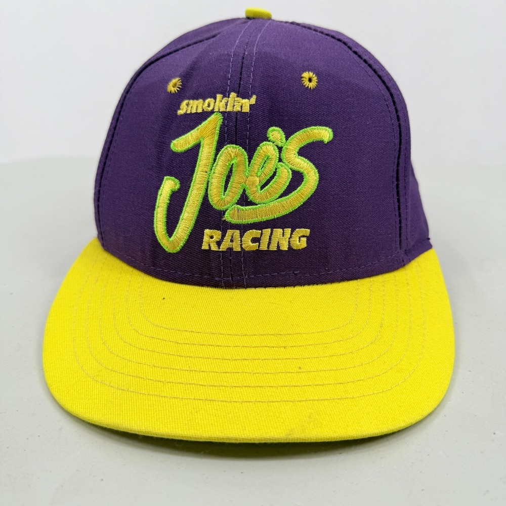 Smokin' Joe's Racing Hat Men Purple Yellow Vintage Snapback Made in USA